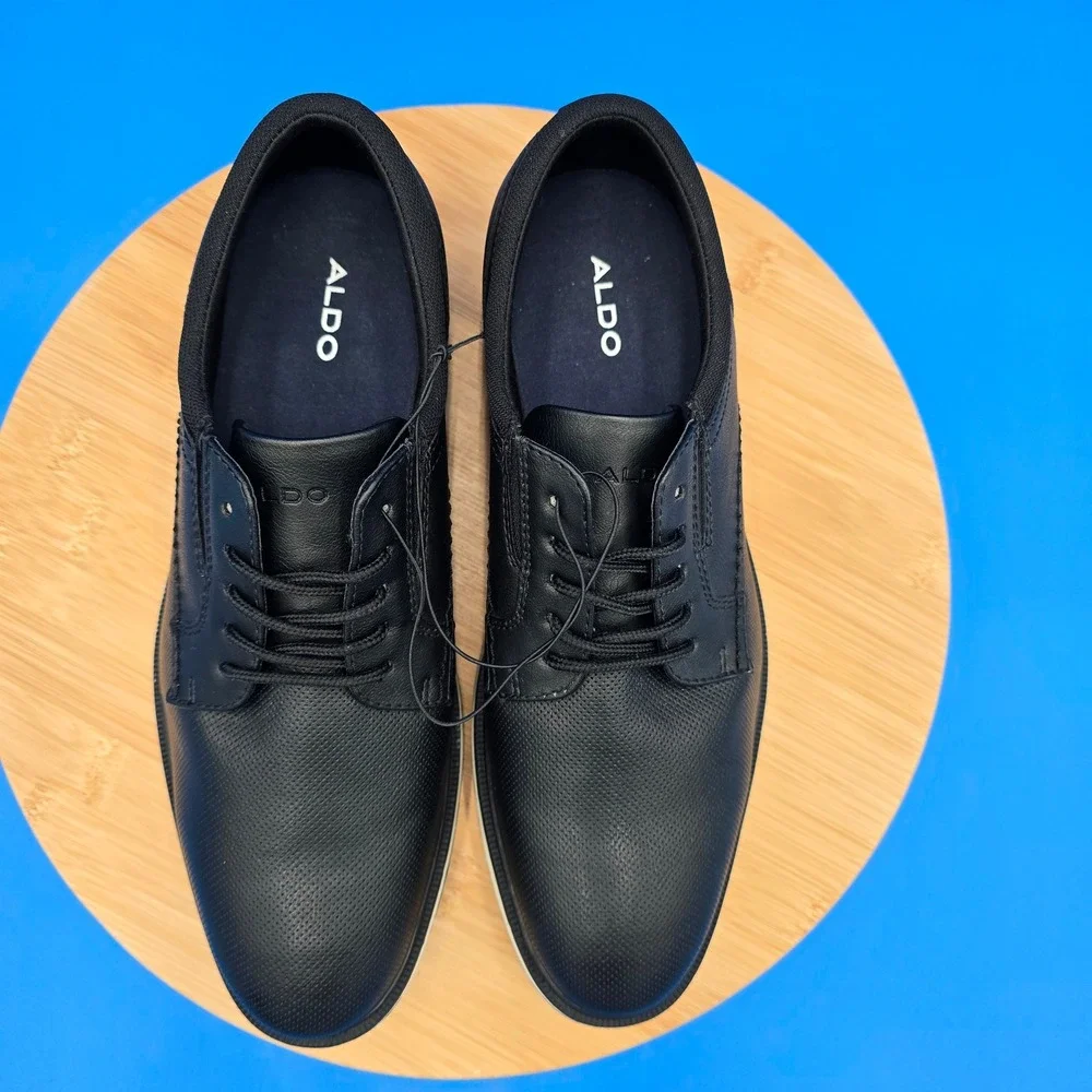 ALDO Shumen‎ Black Derby Oxford Shoes Mens 8 M New NWB Dress Casual Sneaker Sole
